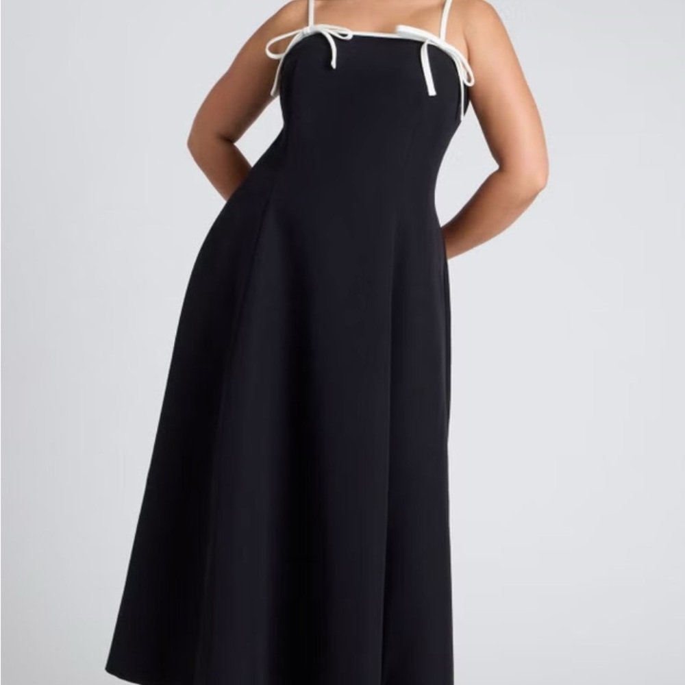 Eloquii Black Strapless Dress with White Accents